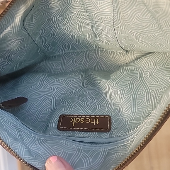 The Sak dark brown leather fringe crossbody purse bohemian hippie 70's style - Picture 7 of 10